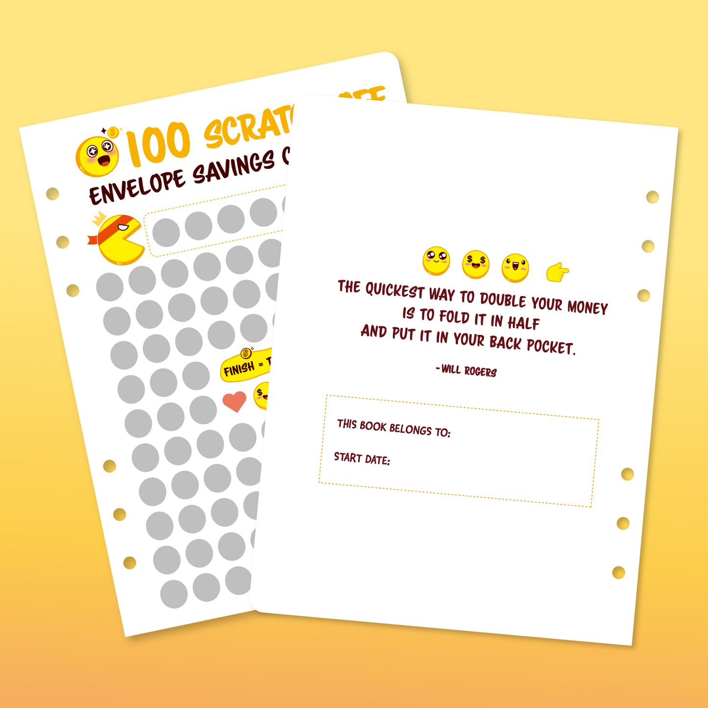 100 Envelopes Challenge Scratch-off Cards